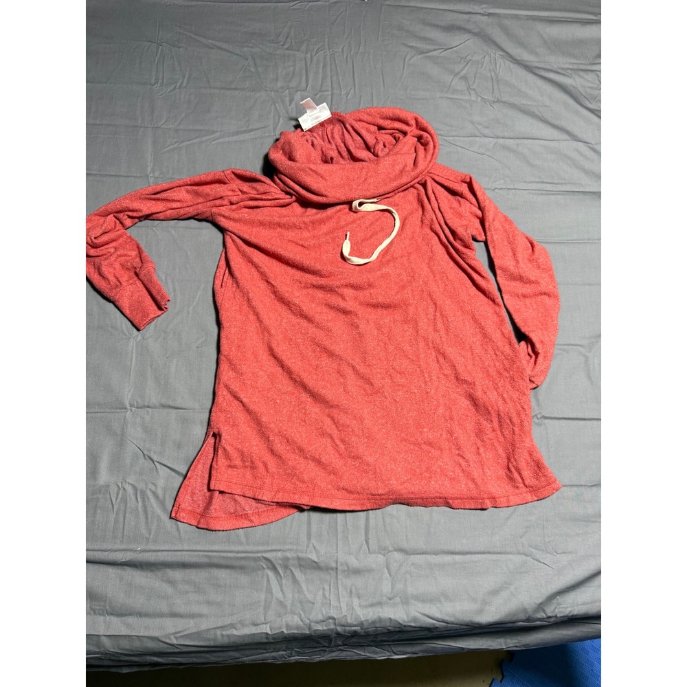 Motherhood Maternity Pullover Women Small Coral Red Good Cowl Neck Thumbhole Top